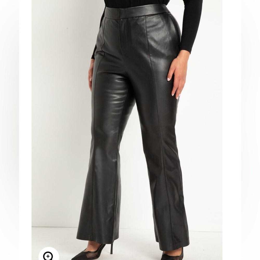 Eloquii Black Faux Leather Women's Trousers